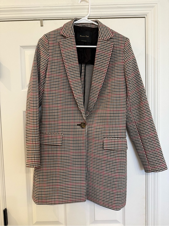 Massimo Dutti Jackets & Blazers - Massimo Dutti Beige Plaid Wool Blend Fitted Button Blazer Career Jacket Coat 4